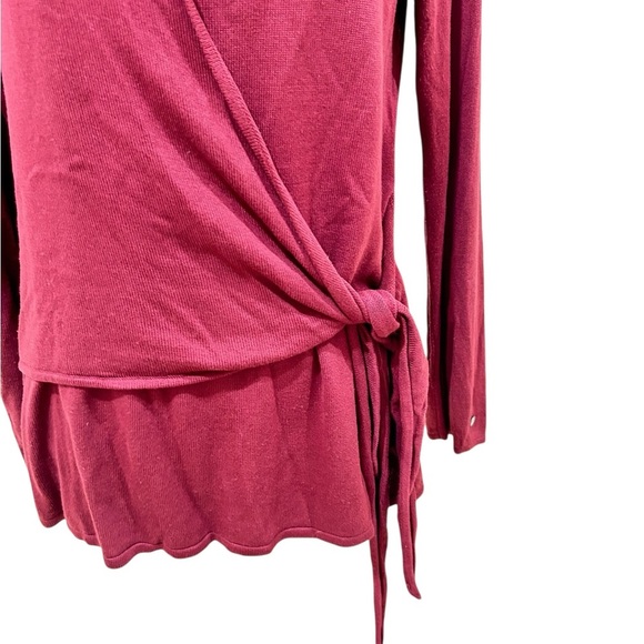 Rabalder cranberry half knit wrap Long Sleeve top made in India size large - Picture 6 of 11
